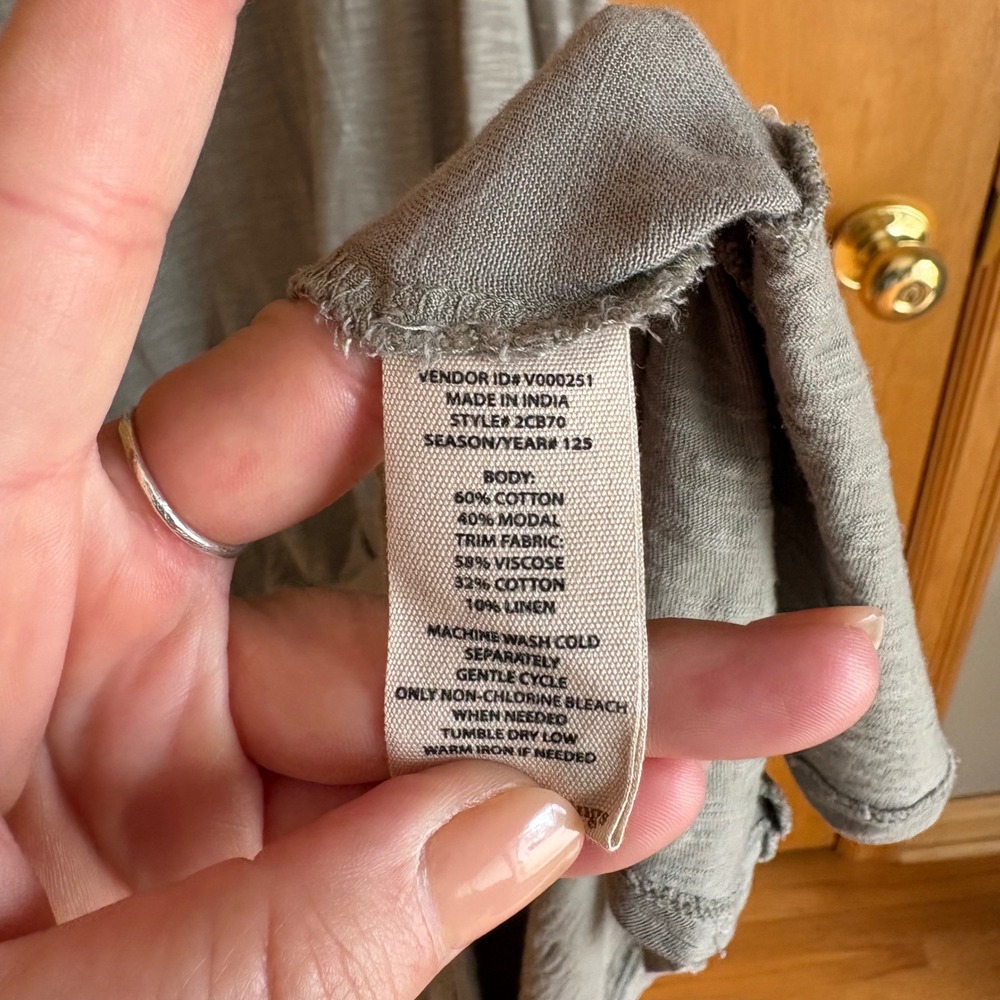 Soft Surroundings Dress Womens Medium Gray Sage Cotton Modal Handkerchief Hem - Picture 8 of 8